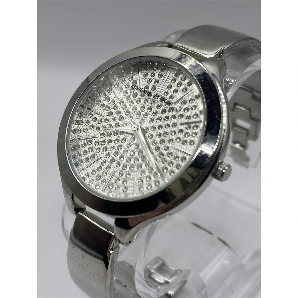 Adrienne Vittadini Women's‎ Quartz Watch Rhinestone Dial 37mm Case- New Battery